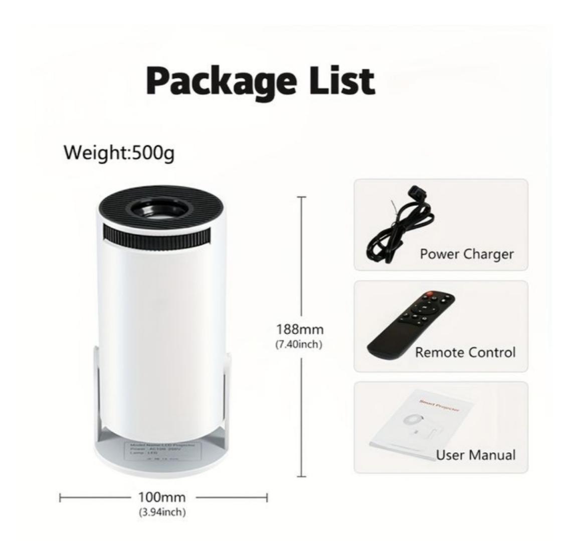 Smart Portable Projector with WiFi 6, Bluetooth 5.0 & Android 11 OS