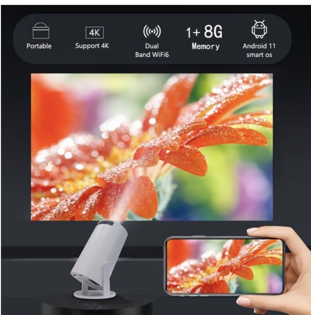 Smart Portable Projector with WiFi 6, Bluetooth 5.0 & Android 11 OS