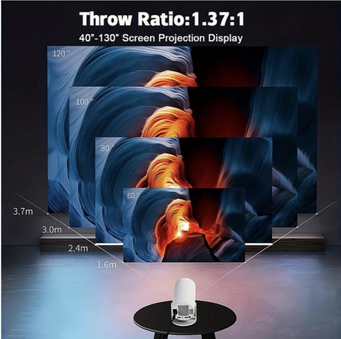 Smart Portable Projector with WiFi 6, Bluetooth 5.0 & Android 11 OS