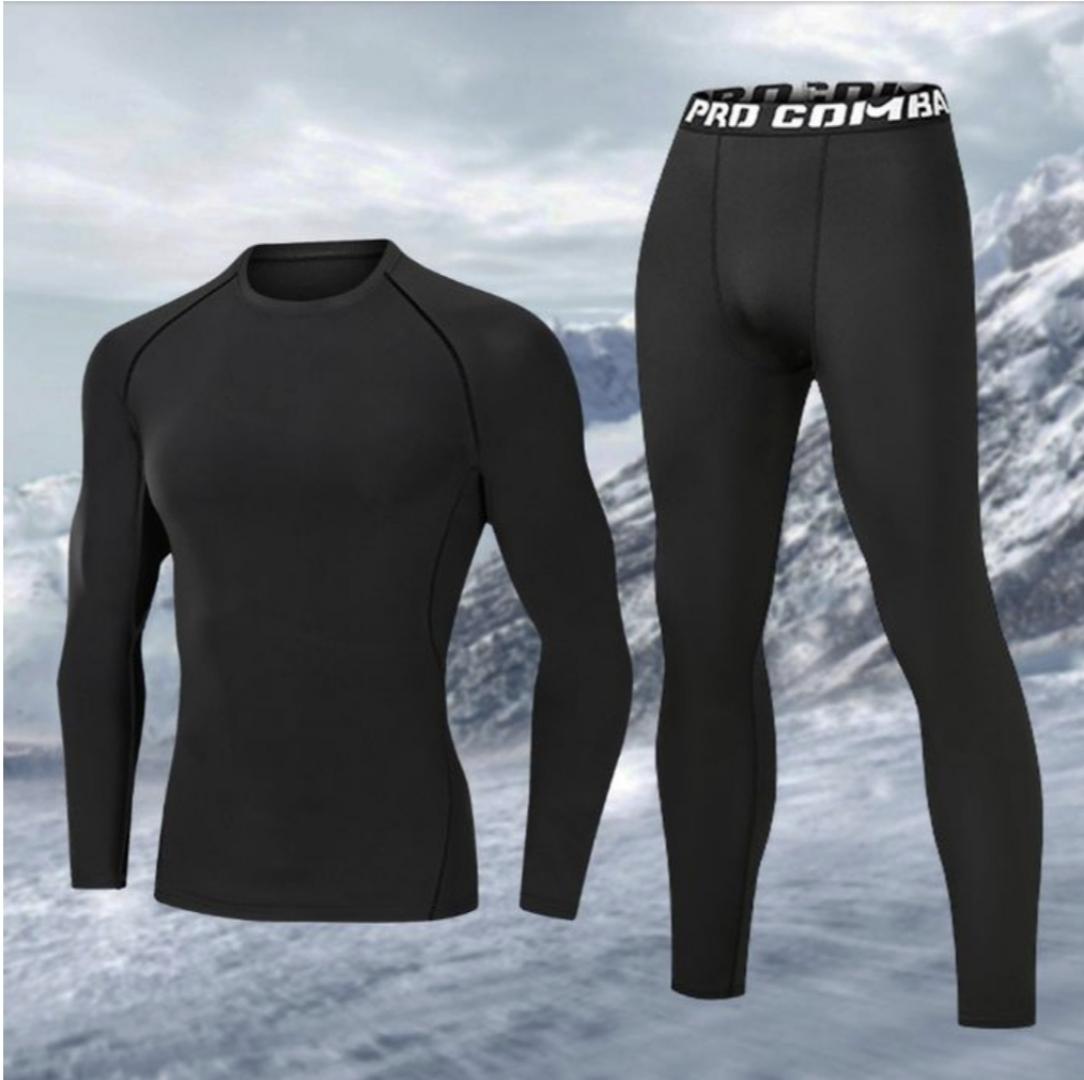 2 IN 1 compression long-sleeve & leggings 
Fitness Training Clothes Sports Thermal
Underwear Leggings - Black