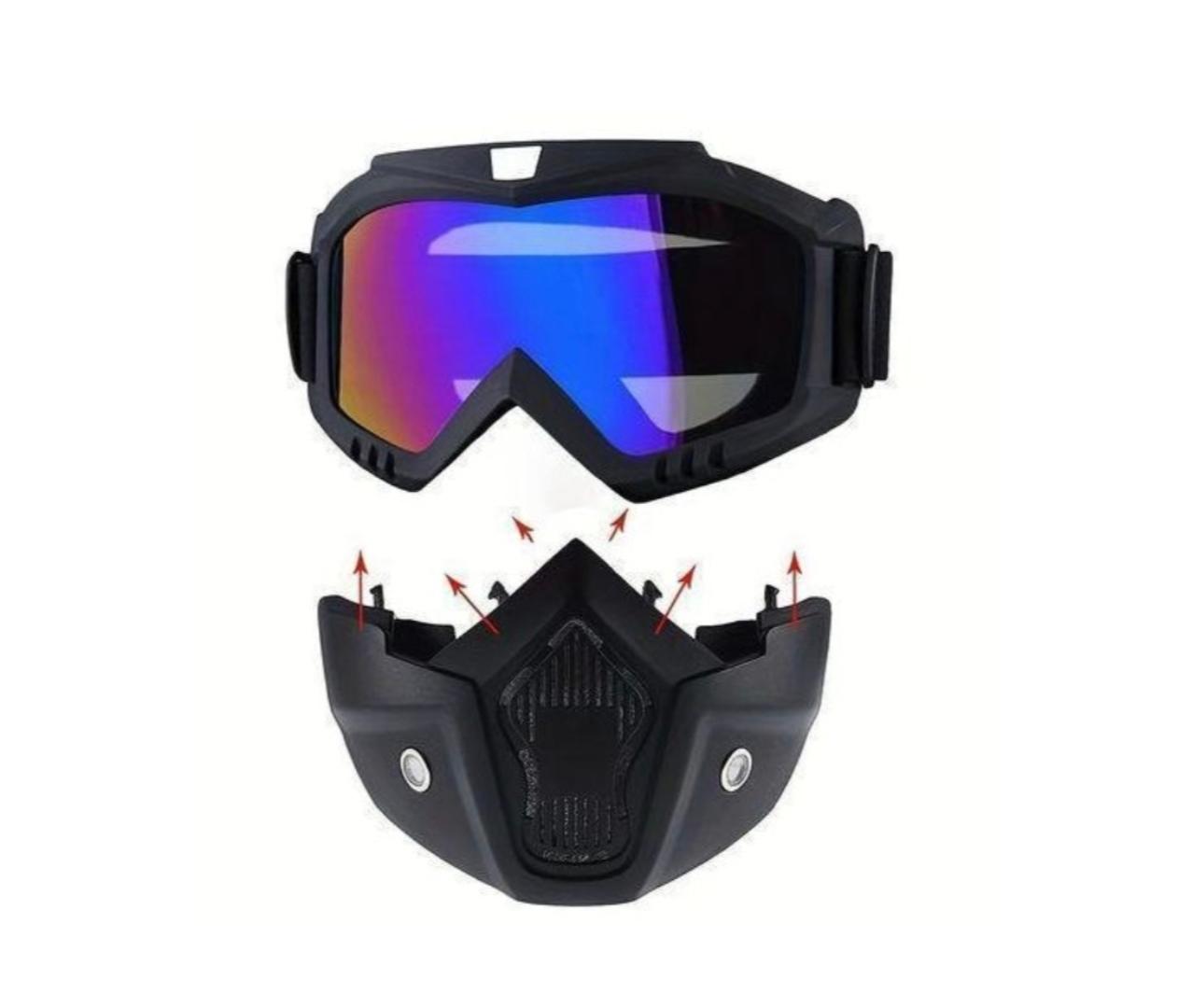 2 Pc COMBO!! Motorcycle Riding Full Face Mask Balaclava with Detachable Goggles for Dust Protection