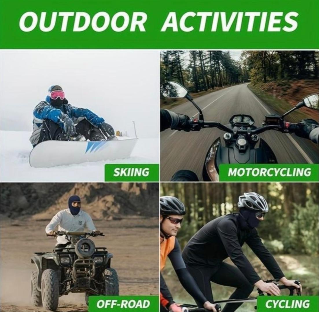 2 Pc COMBO!! Motorcycle Riding Full Face Mask Balaclava with Detachable Goggles for Dust Protection