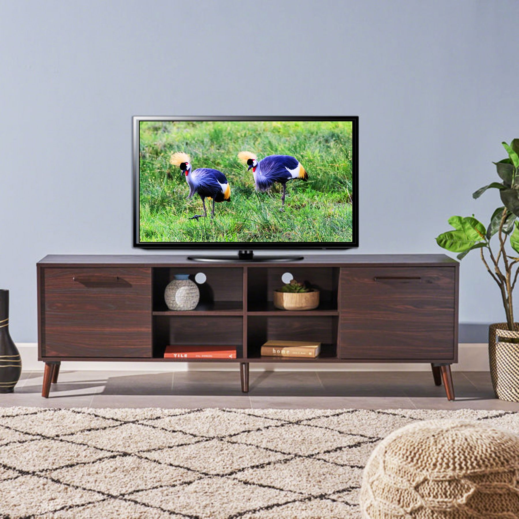 WHITE ROMAN Wooden TV Stand - 4FT