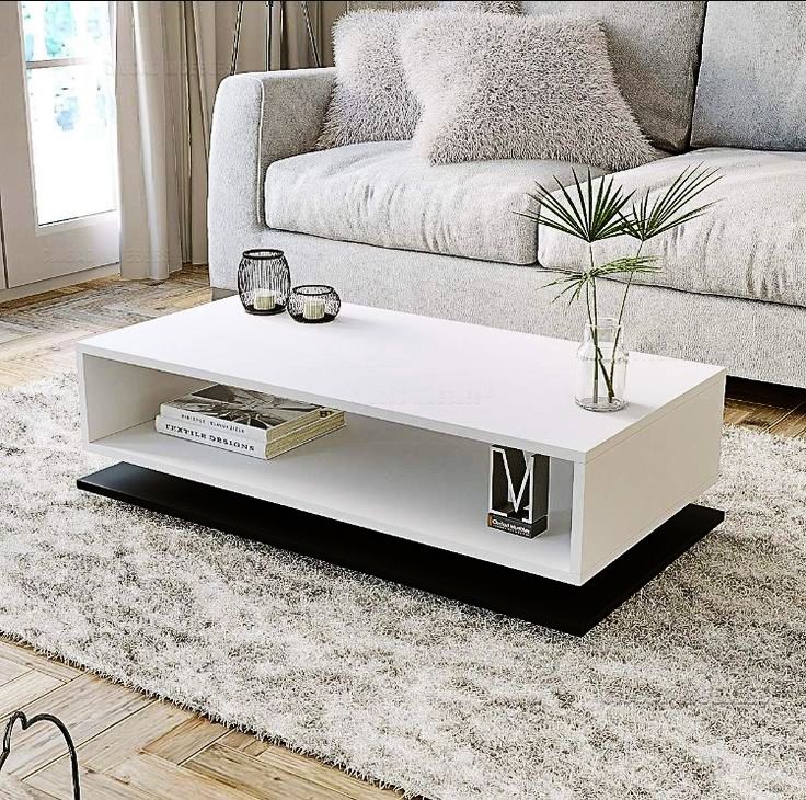 RANDAAL  wooden Coffee Table with Storage (All White)