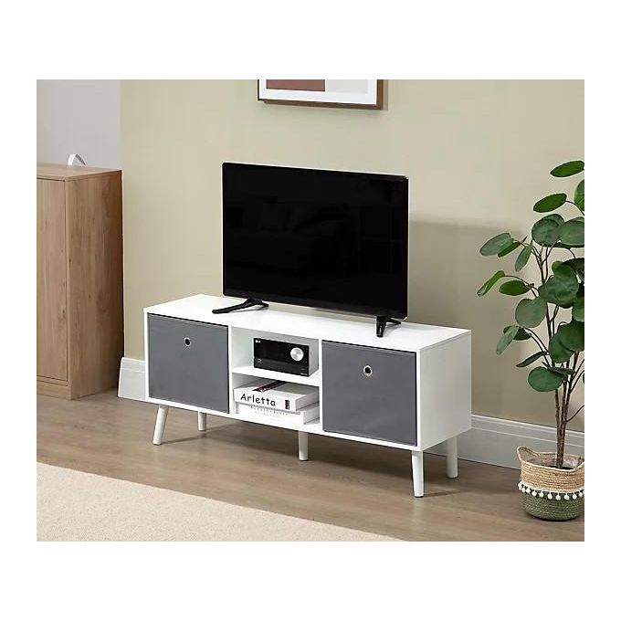 SALLY ROMAN Wooden TV Stand - 4FT (WHITE AND GREY)