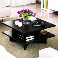Hamilton Modern Design Coffee Table With Storage (All Black)