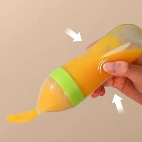 Baby Food Feeder Silicone Squeeze Bottle Spoon Infant Feeding Squeeze Spoon Feeder