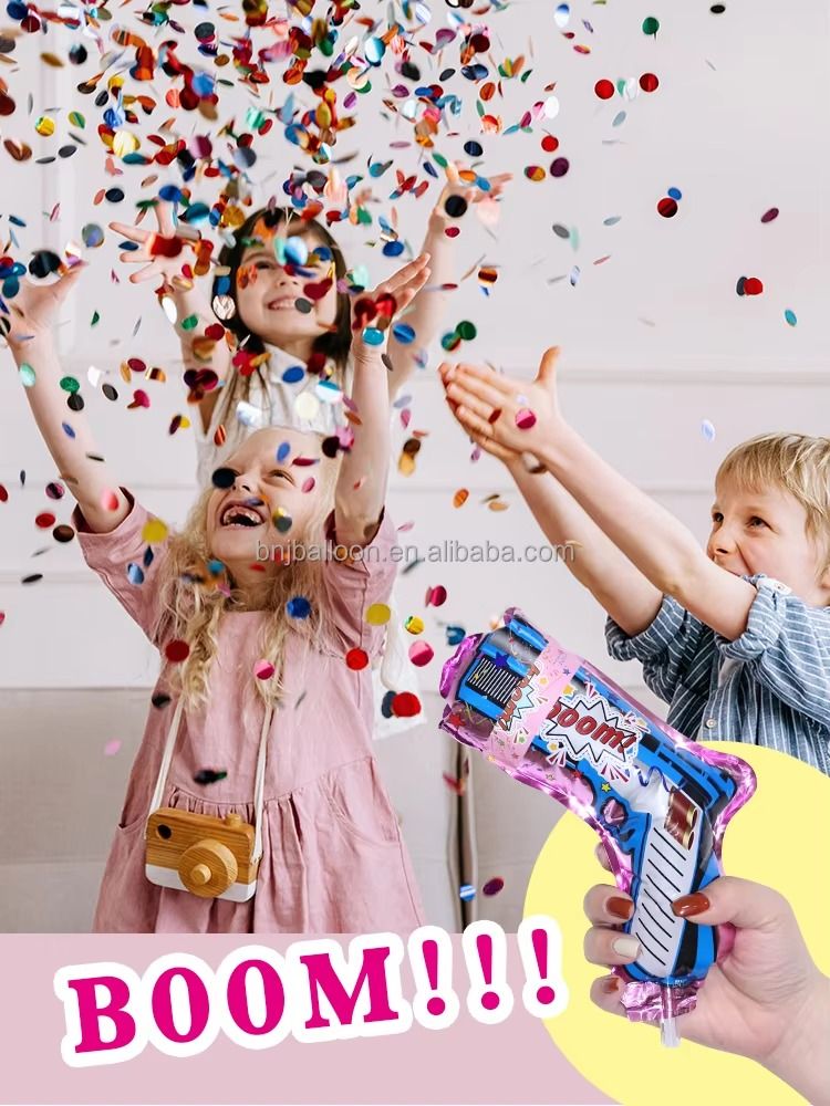 Inflatable Confetti Party Poppers Gun Helium Balloon