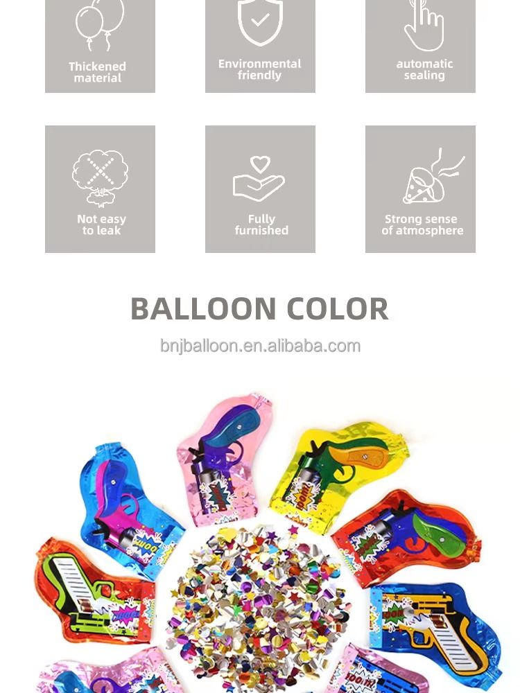Inflatable Confetti Party Poppers Gun Helium Balloon