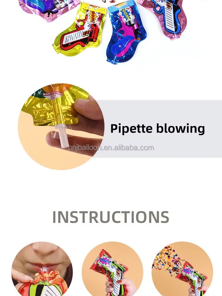 Inflatable Confetti Party Poppers Gun Helium Balloon