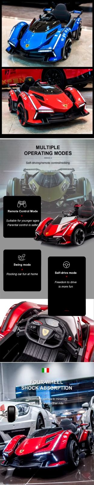 Ride on Car Toys Flashing Lights Kids' Electric Vehicles Plastic Material And Battery Powered Kids Electric Car