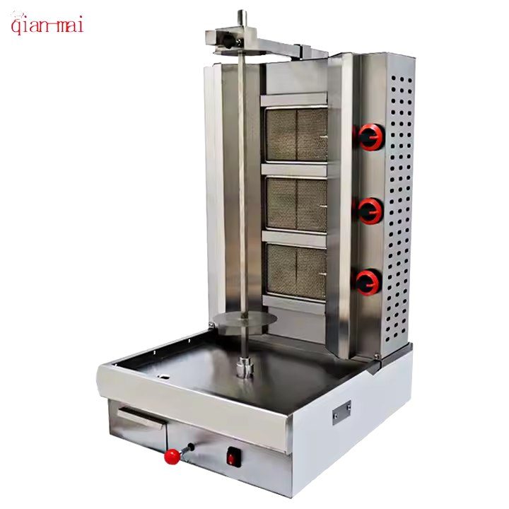 Professional Commercial Gas 3 Burners Shawarma Grill Chicken Kebab Maker Automatic
