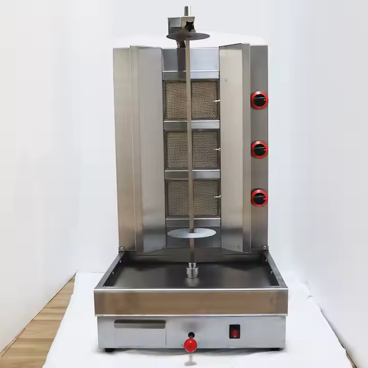 Professional Commercial Gas 3 Burners Shawarma Grill Chicken Kebab Maker Automatic