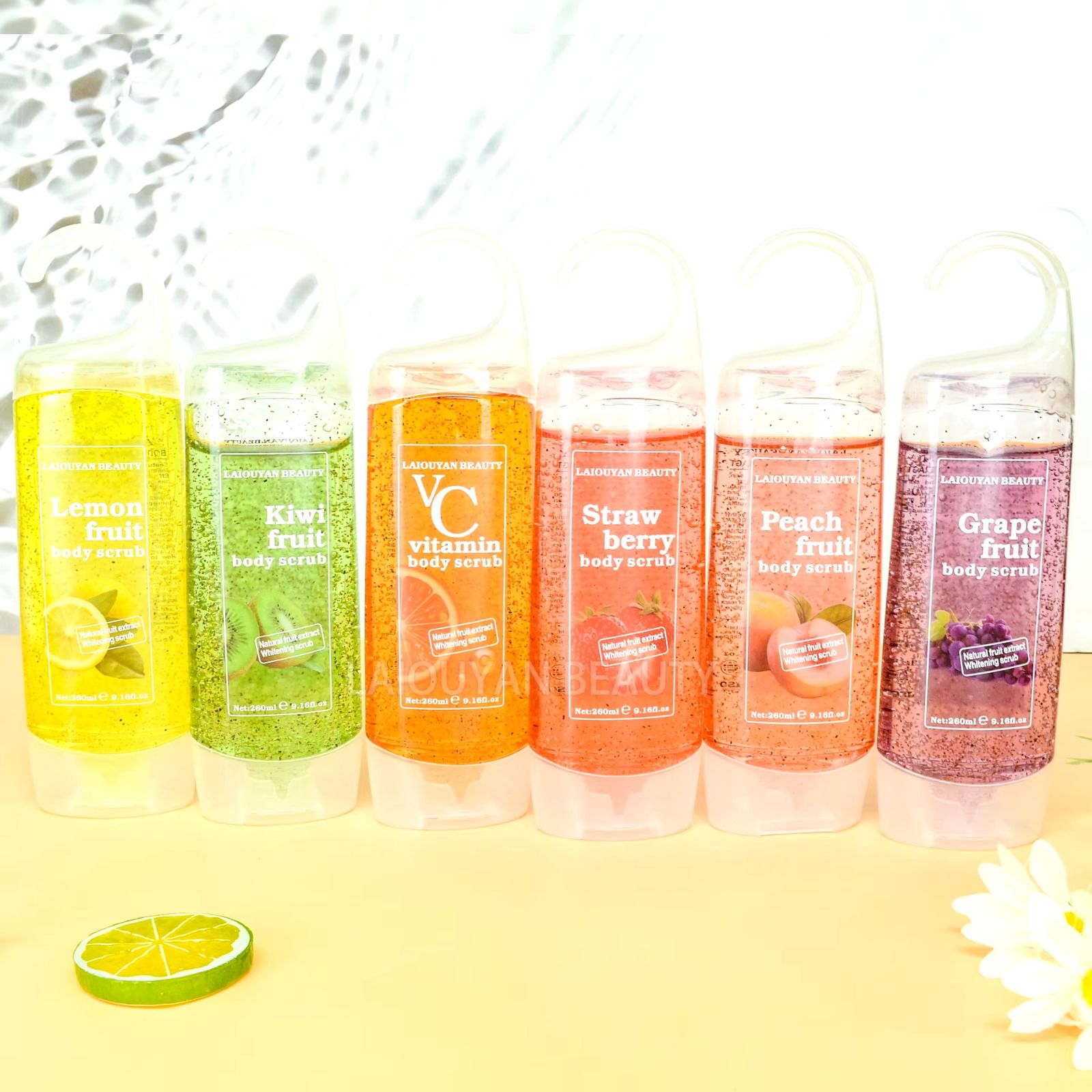 Natural Vegan Fruits Body Scrub Exfoliating Shower Gel Whitening Refreshing Skin Care Moisturizing Cleansing Bath Gel Soap