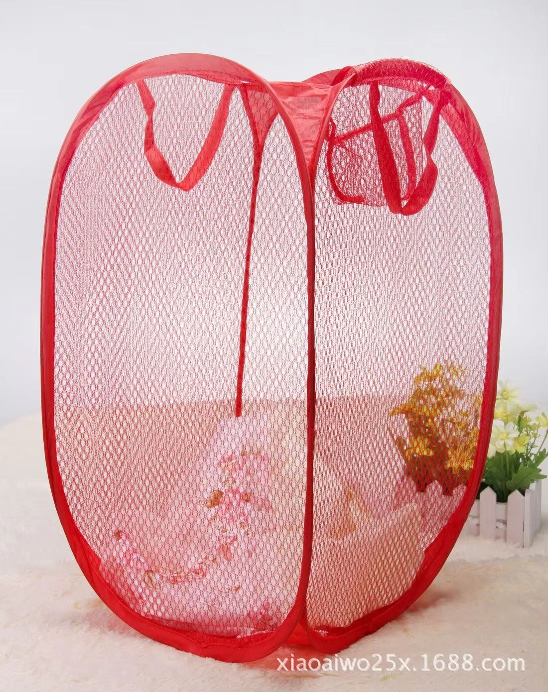 Breathable Bag Baskets Washing Clothes Multi Colour Bin Clothes Storage Foldable Mesh Laundry Basket