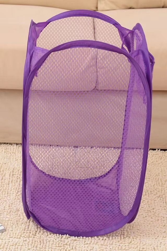 Breathable Bag Baskets Washing Clothes Multi Colour Bin Clothes Storage Foldable Mesh Laundry Basket