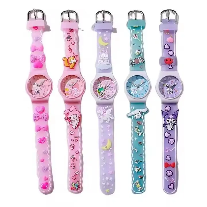 Cartoon Wrist Watch Cinnamoroll Quartz Watchband Cute Cat Waterproof Watch Kuromi Clock Smart Watch Girl Gift Kid Anime Toy
