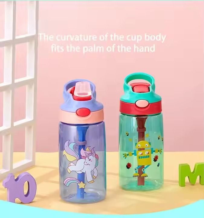 480ml Eco Friendly Portable Plastic Kids Water Bottle with Flip Straw BPA Free Sippy Cups Kids Water Bottle