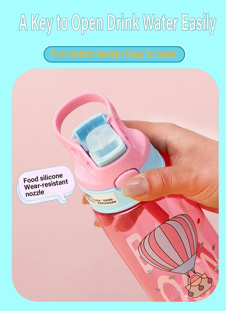 480ml Eco Friendly Portable Plastic Kids Water Bottle with Flip Straw BPA Free Sippy Cups Kids Water Bottle