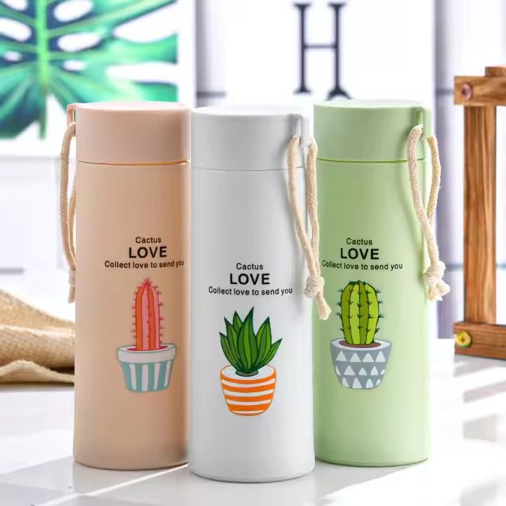 Glass Drinking Water Bottle Anti Scalding Hand Glass Cup With Plants Logo