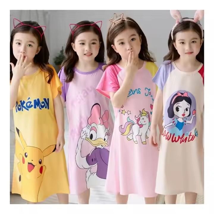 Girls Pyjamas Cotton Kids Wholesale Cartoon Summer Dress Short Sleeve Children Girls Sleepwear for Kids
