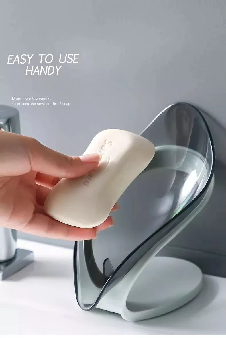 Creative Leaf Shaped Soap box Dish Bathroom No Hole Drain Soap tray Holder Leaf Soap rack