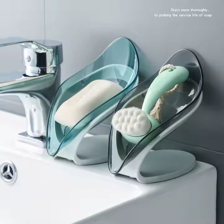 Creative Leaf Shaped Soap box Dish Bathroom No Hole Drain Soap tray Holder Leaf Soap rack