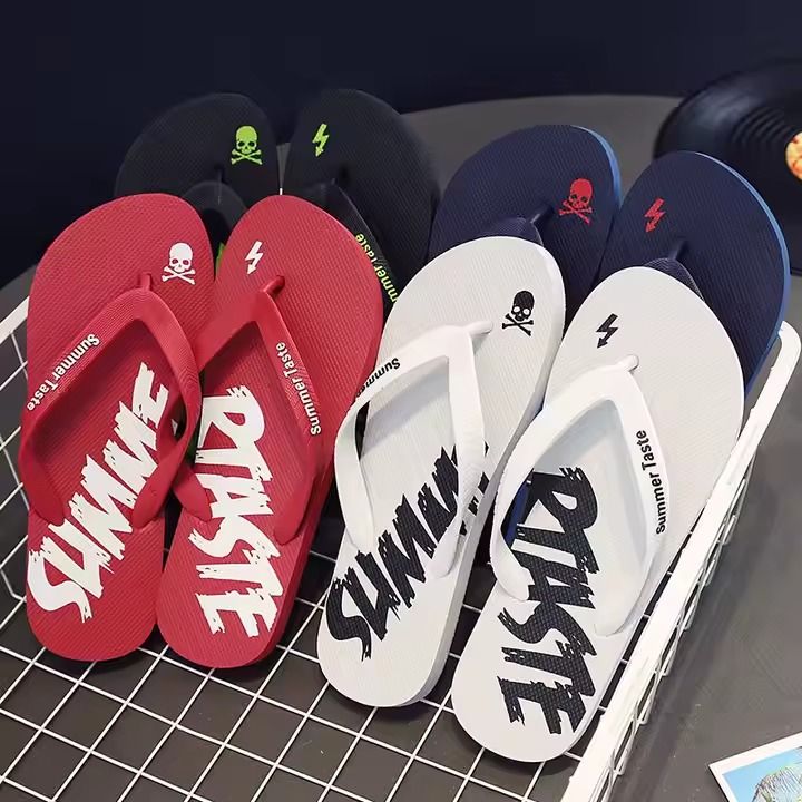 Beach Men's Slippers Outsole Red Colour Customize Rubber Slide Flip Flops