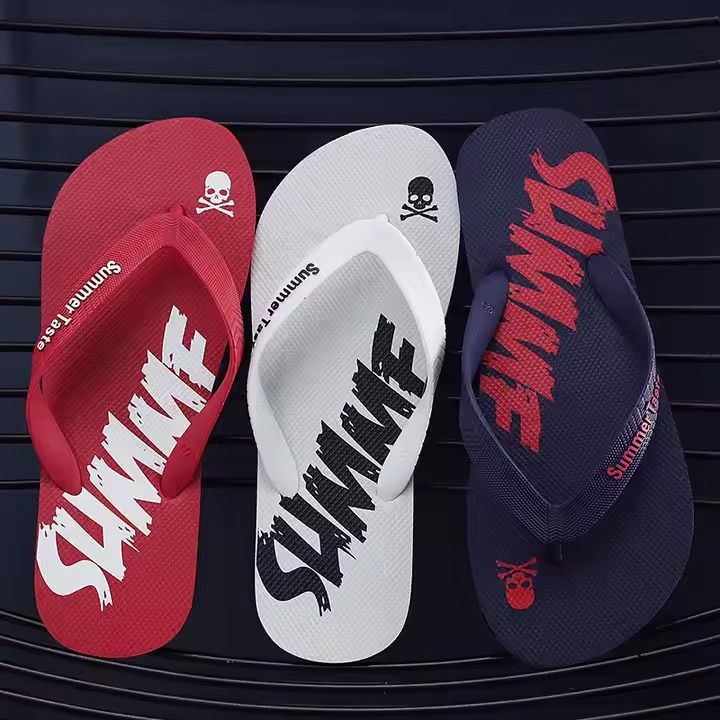 Beach Men's Slippers Outsole Red Colour Customize Rubber Slide Flip Flops