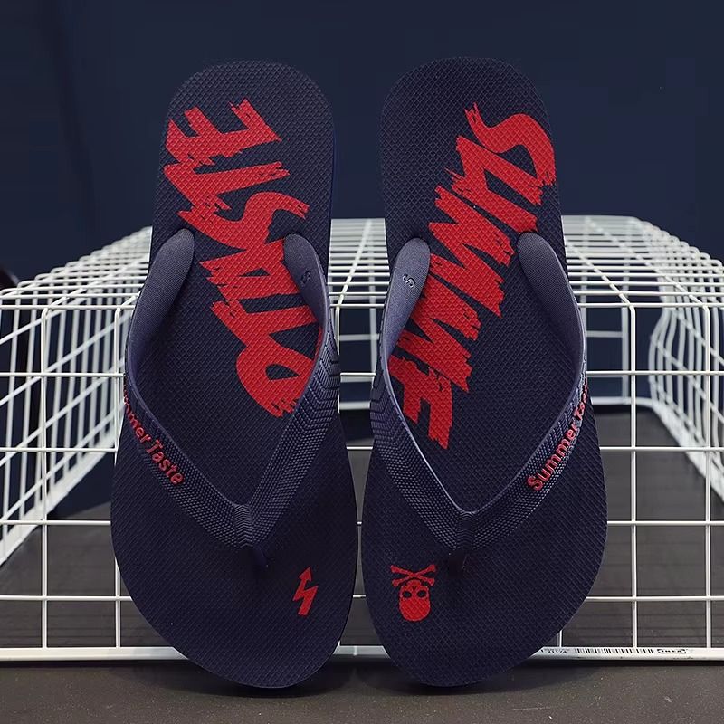Beach Men's Slippers Outsole Red Colour Customize Rubber Slide Flip Flops