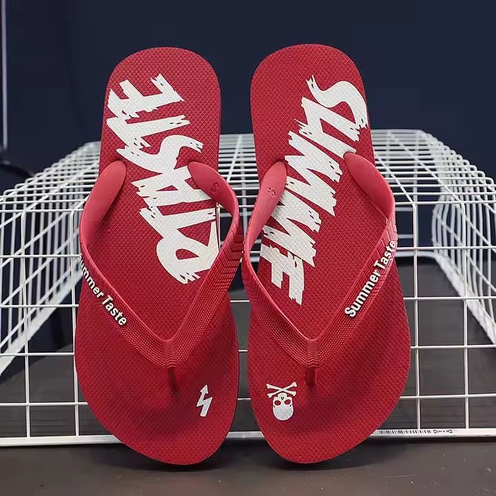 Beach Men's Slippers Outsole Red Colour Customize Rubber Slide Flip Flops