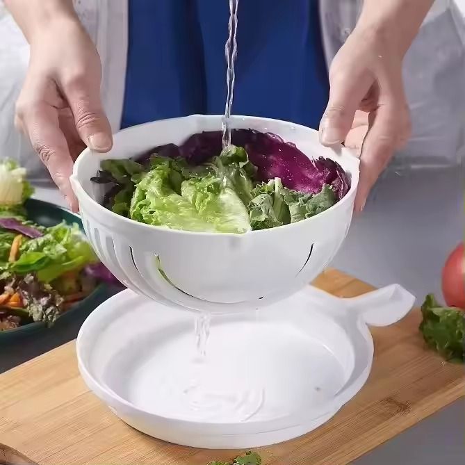 Multifunctional Salad Cutter/Creative fruit Vegetable Cutting Salad Bowl Kitchen Easy Salad Cutter Bowl With Lid