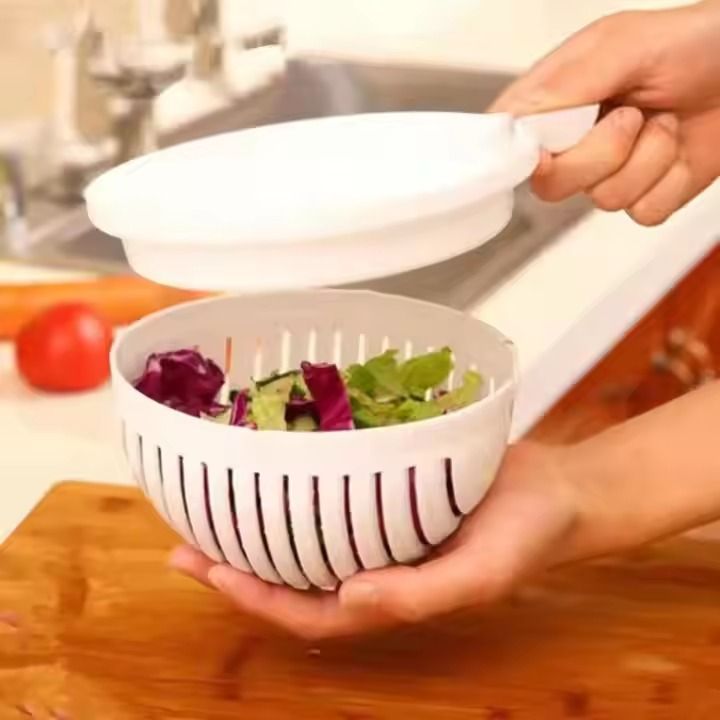 Multifunctional Salad Cutter/Creative fruit Vegetable Cutting Salad Bowl Kitchen Easy Salad Cutter Bowl With Lid