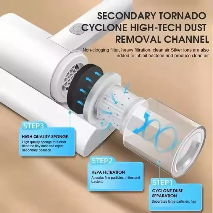 Electric Wireless Automatic Handheld Mite Remover Mini Vacuum Cleaner For House Hold