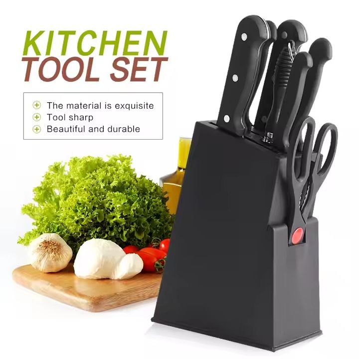 7pcs stainless steel Kitchen knife block set With Gift Kitchen Cooking Knife Set
