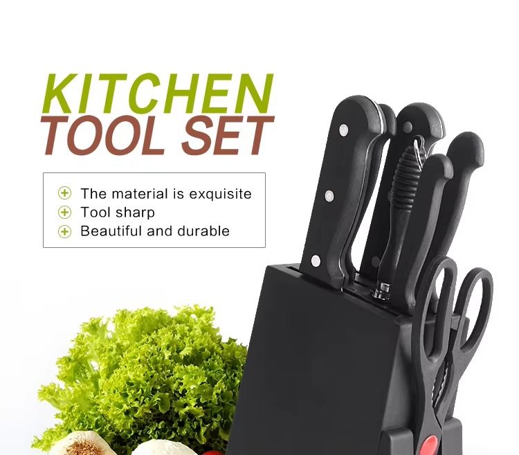 7pcs stainless steel Kitchen knife block set With Gift Kitchen Cooking Knife Set