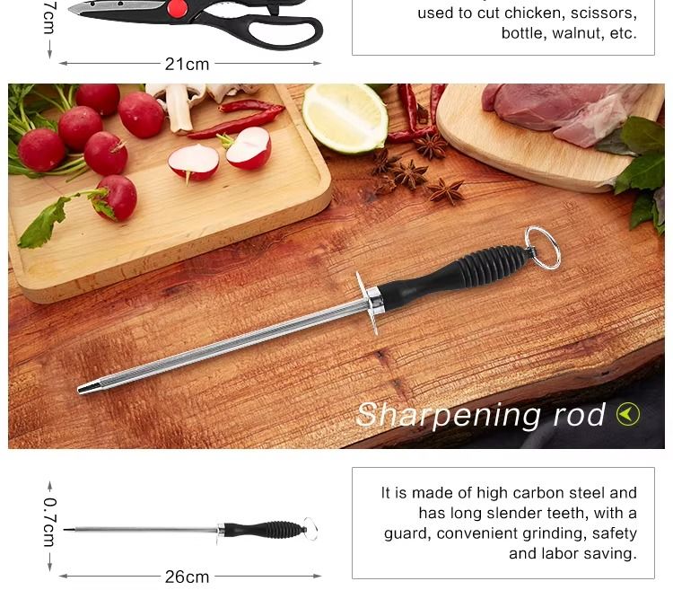 7pcs stainless steel Kitchen knife block set With Gift Kitchen Cooking Knife Set