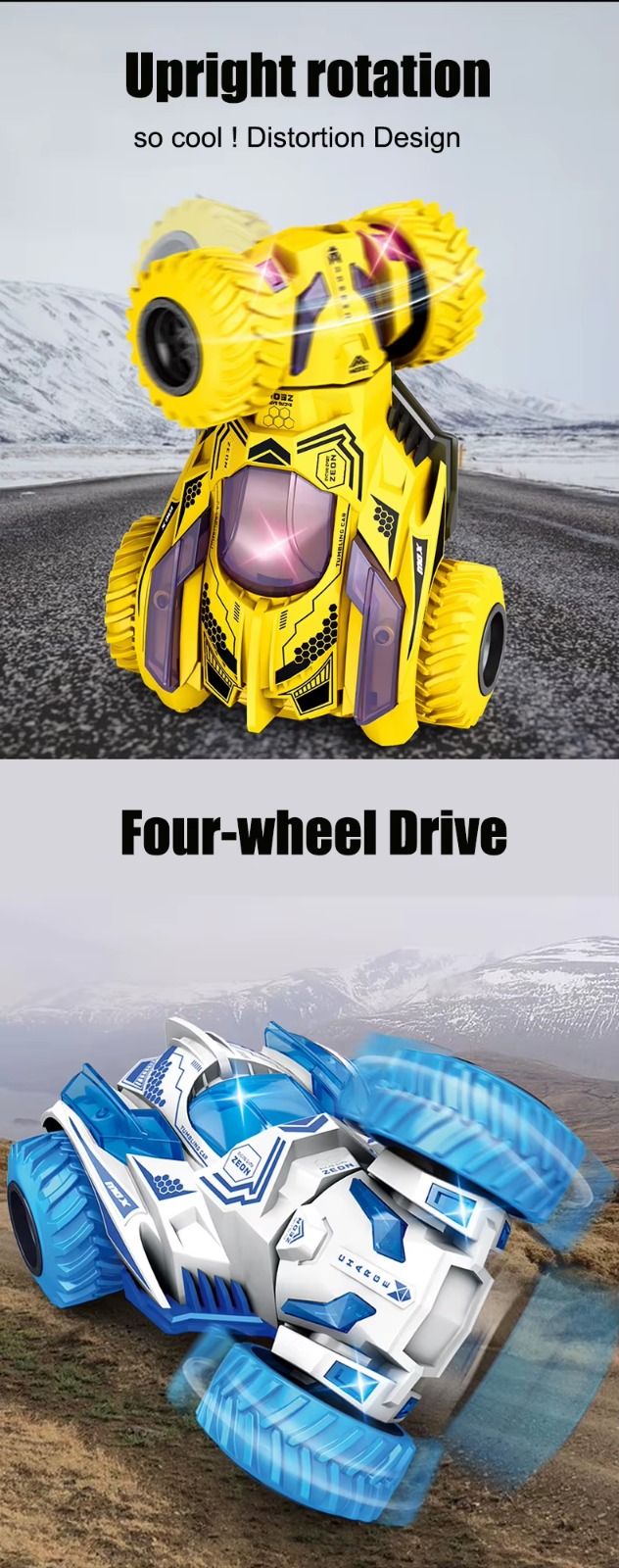 Four-Wheel Drive Inertia Off-Road Vehicle Twist Deformable Tumbling Double-Sided Car Stunt Rotating Deformable Children's Toy