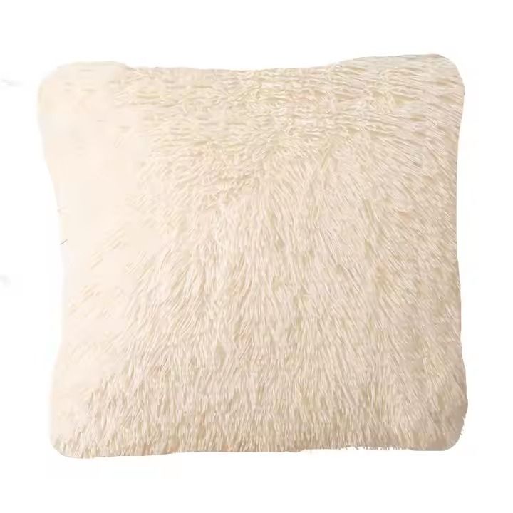 Luxury Home Decor Solid Color Decor Soft Fluffy Pillow Case Cushion Cover Plush Pillowcase