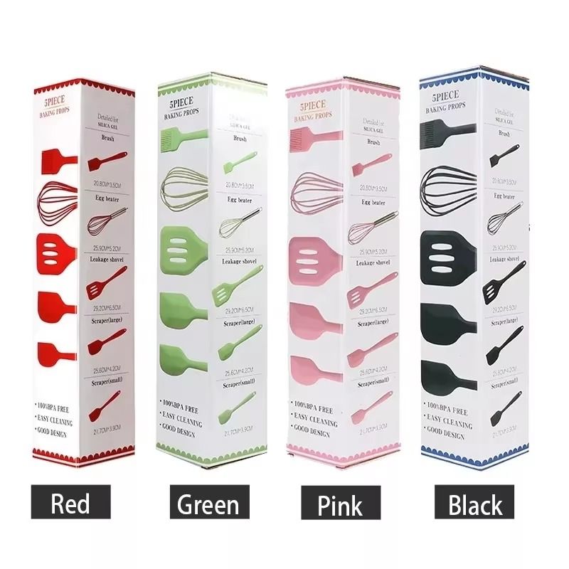 5Pcs Heat Resistant Food Silicone Kitchen Utensils Cooking Spatula Set