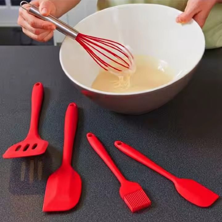 5Pcs Heat Resistant Food Silicone Kitchen Utensils Cooking Spatula Set