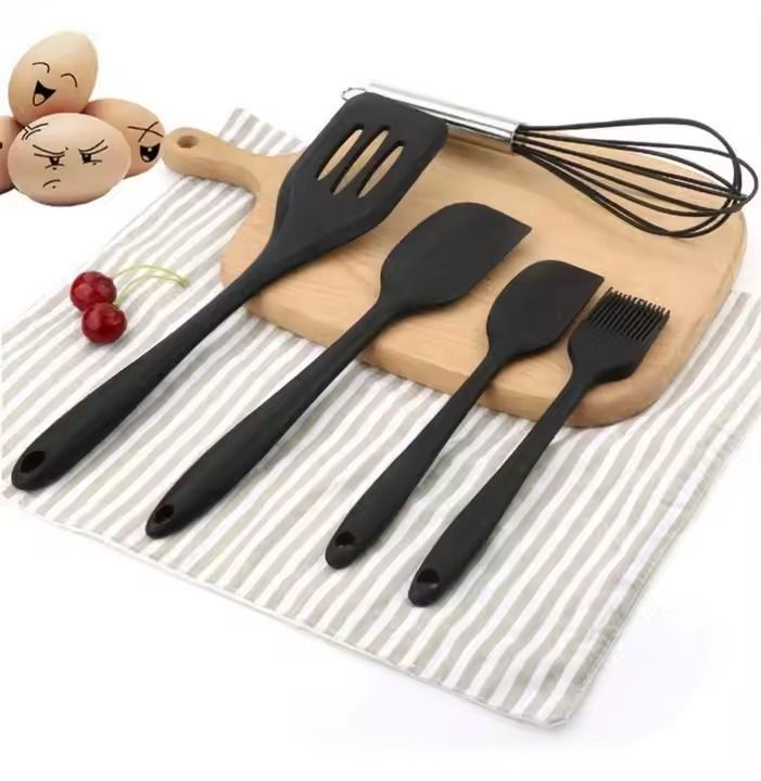 5Pcs Heat Resistant Food Silicone Kitchen Utensils Cooking Spatula Set