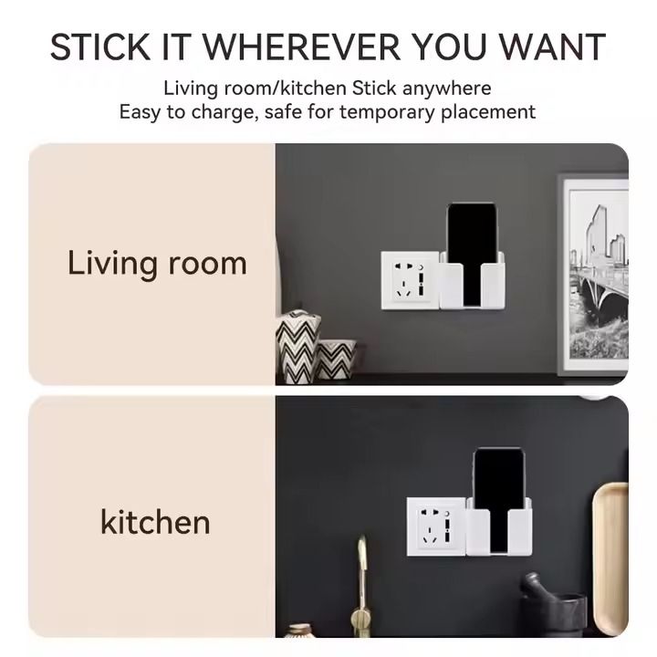 Multifunction Adhesive Mobile Phone Wall Charger Holder and Remote Control Stand