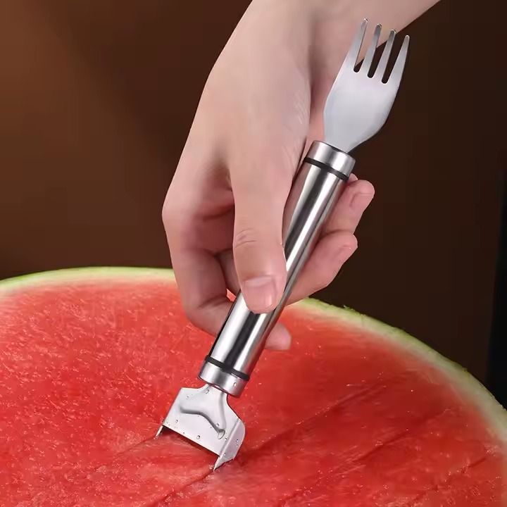 Stainless Steel New Watermelon Cutter Fruit Divider Dicing Machine Pulp Digger Double-ended Fork