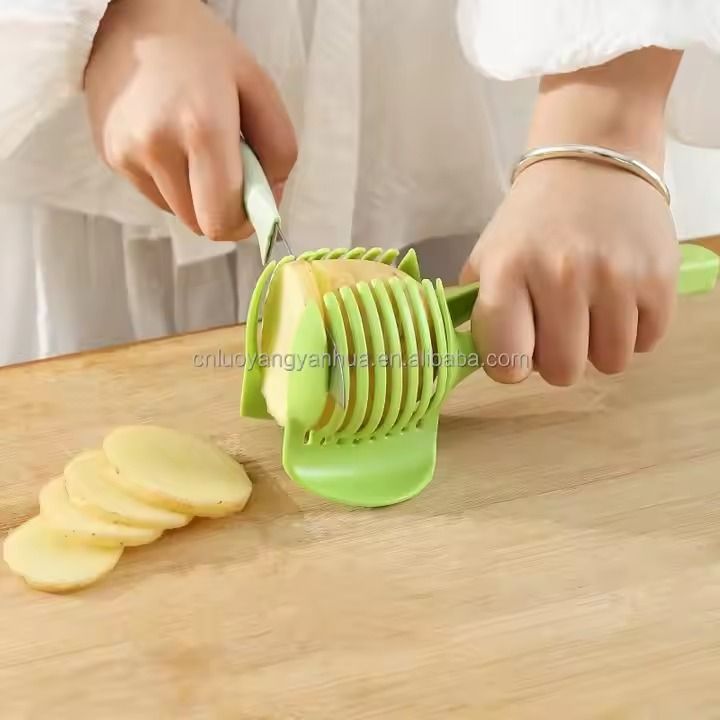 Kitchen Cutting Aid Gadgets Handheld Tool Multipurpose Tomato Slicer Lemon Cutter Holder Fruit Vegetable Tools