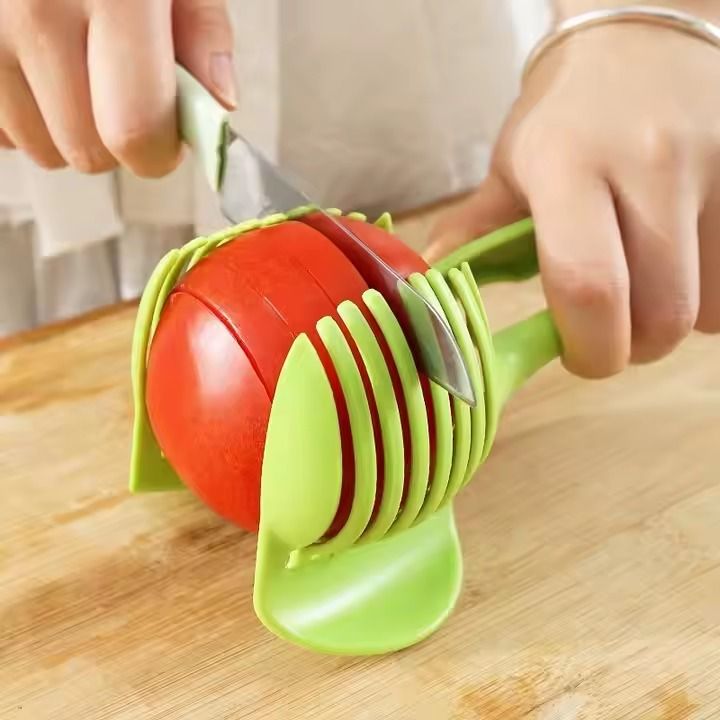 Kitchen Cutting Aid Gadgets Handheld Tool Multipurpose Tomato Slicer Lemon Cutter Holder Fruit Vegetable Tools