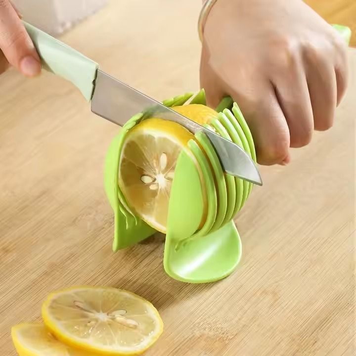 Kitchen Cutting Aid Gadgets Handheld Tool Multipurpose Tomato Slicer Lemon Cutter Holder Fruit Vegetable Tools