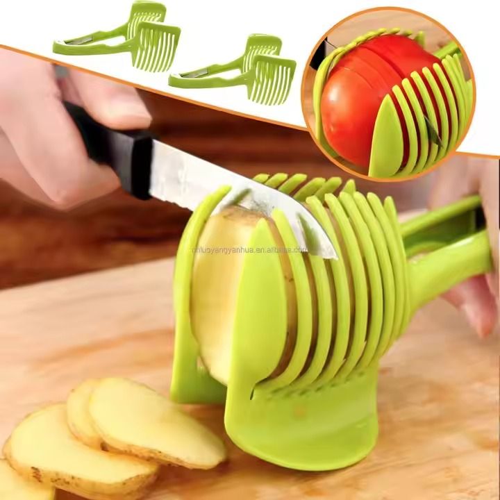 Kitchen Cutting Aid Gadgets Handheld Tool Multipurpose Tomato Slicer Lemon Cutter Holder Fruit Vegetable Tools