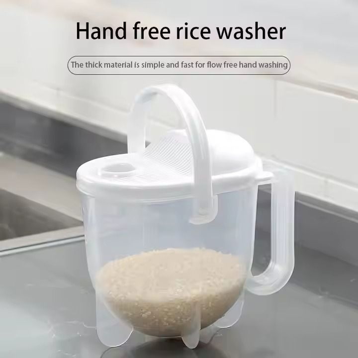 Drainer Clip Rice Washing Sieve Bowl With Lid Filter Smile Strainer Kitchen Gadget