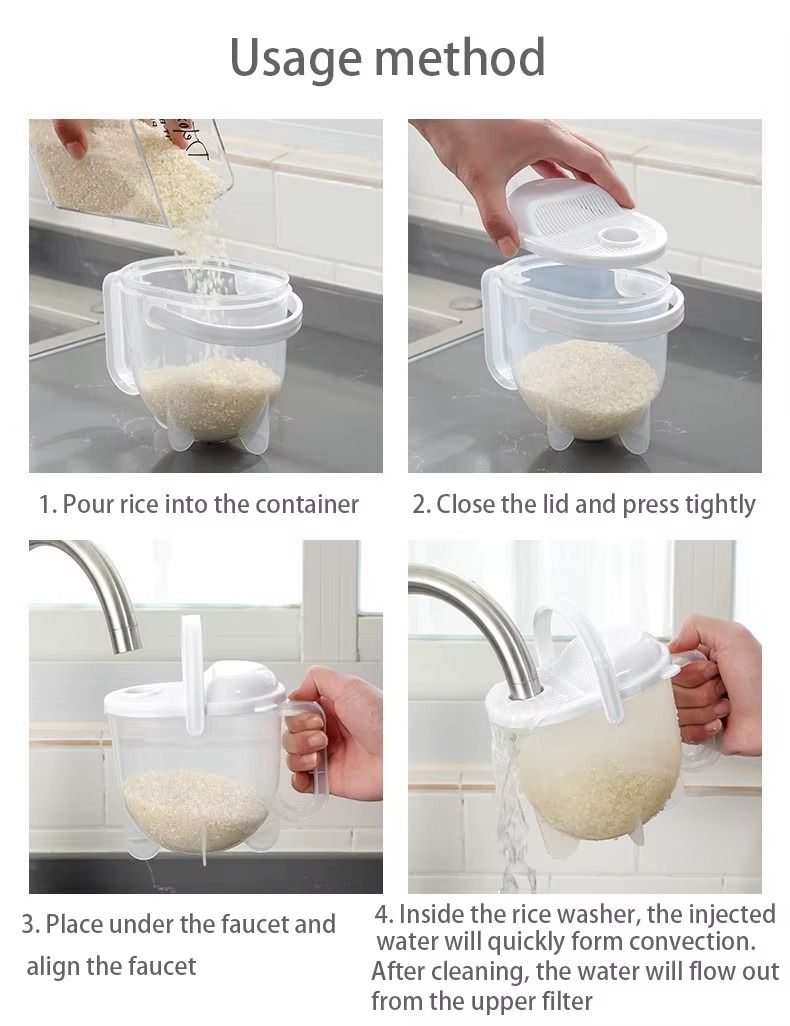 Drainer Clip Rice Washing Sieve Bowl With Lid Filter Smile Strainer Kitchen Gadget